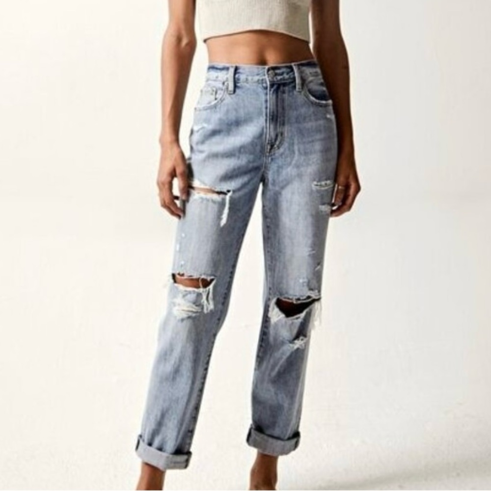 Pistola Light Blue Presley Distressed High Rise Jeans